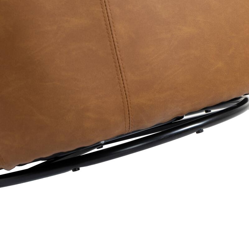 Modern Upholstery Barrel Swivel Chair Faux Leather