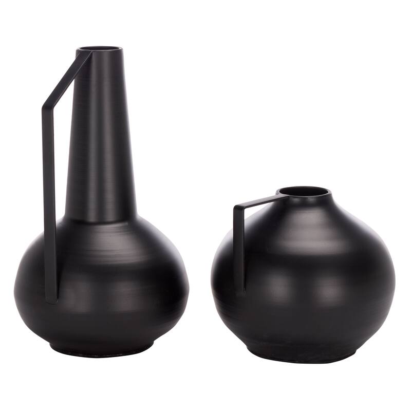 SAFAVIEH Home Luca 13.3-inch Black Iron Satin Finish Vase Set of 2