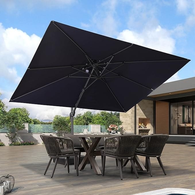 PURPLE LEAF Patio Cantilever Umbrella with 360 Degree Rotation