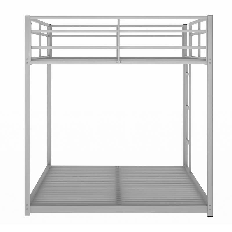 Twin/Full Kids Metal Bunk Bed, Metal Bedframe with Safety Guardrail and Ladder for Dorm,Bedroom,Guest Room,No Box Spring Needed
