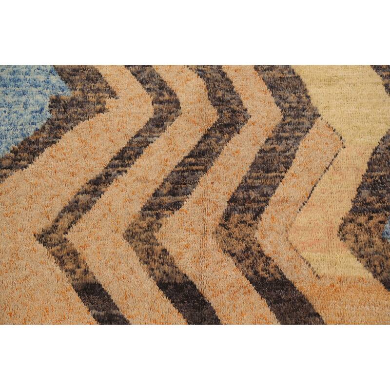 Geometric Tribal Moroccan Area Rug Wool Hand-knotted Oriental Carpet - 9'1" x 12'10"
