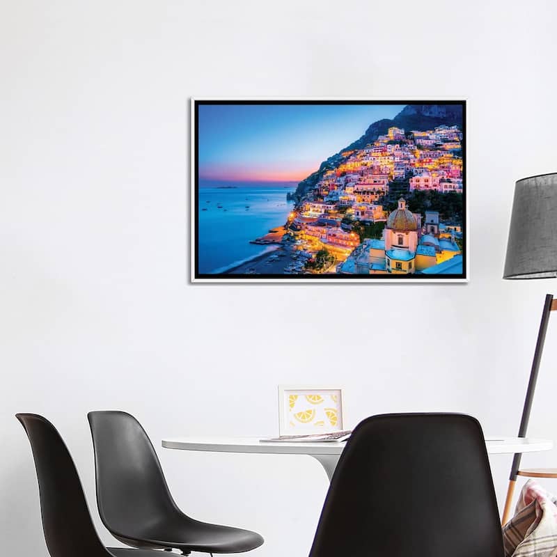 "Positano, Church Santa Maria Assunta Sunset " by Susanne Kremer Framed