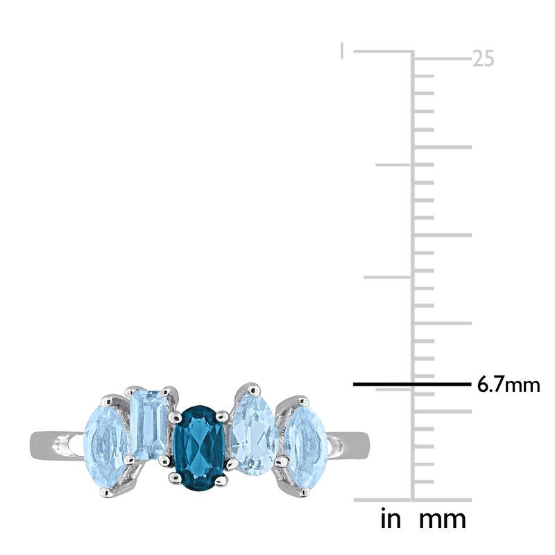 Miadora 1ct TGW Blue Topaz Five Stone Ring Sterling Silver
