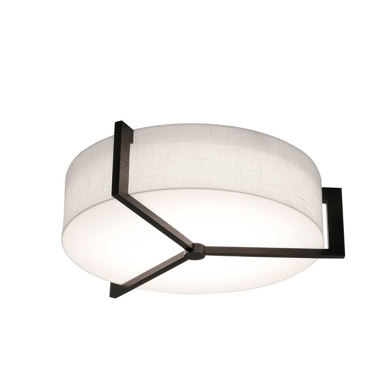 AFX Apex 12'' Flush Mount - Espresso Finish - Linen White
