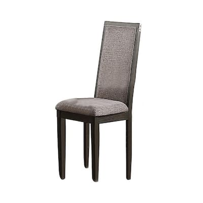 Kumi 25 Inch Set of 2 Wood Dining Chairs with Slatted Cushioned Backs, Gray