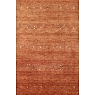 Hand Knotted Oriental 100% Wool Carpet Tribal Animal Pictorial Oranges & Rust Gabbeh Area Rug - 7' 6'' X 5' 1''