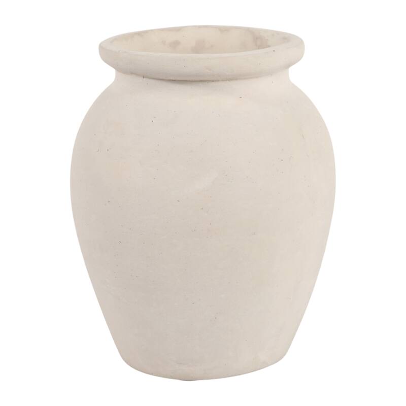 Decorative Round Pottery Vase - Rustic Boho Flower Vase