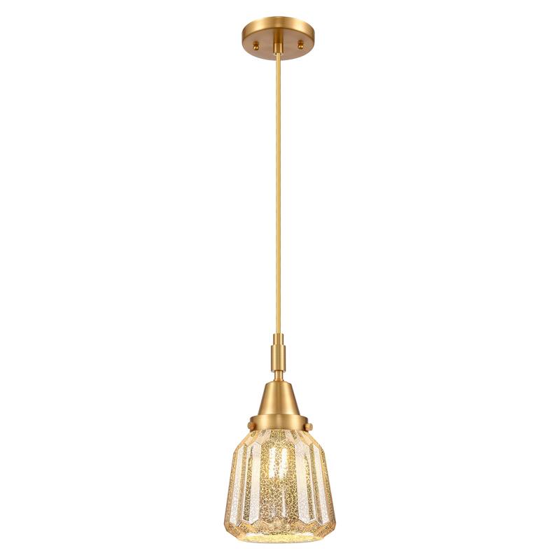 Innovations Lighting Downtown Urban - Caden Chatham - 1 Light 7" Cord Hung Mini Pendant - Satin Gold/Mercury Shade
