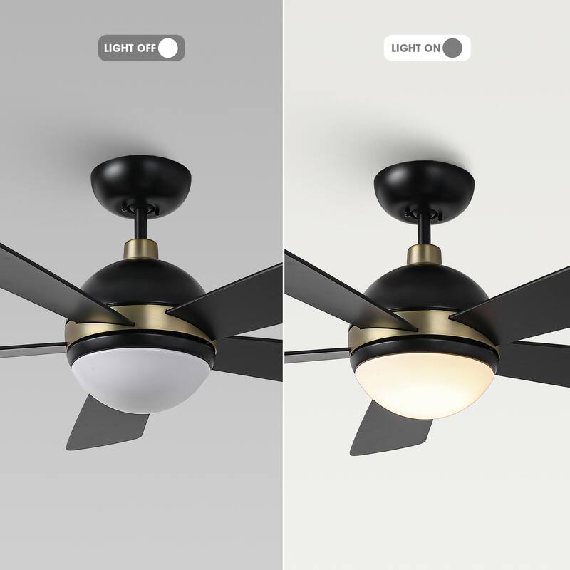 52-in Barbeque Black 5-Blade Lighted Acrylic Globe Shade Ceiling Fan with Remote - 52 in. D x 52 in. W x 15.5 in. H