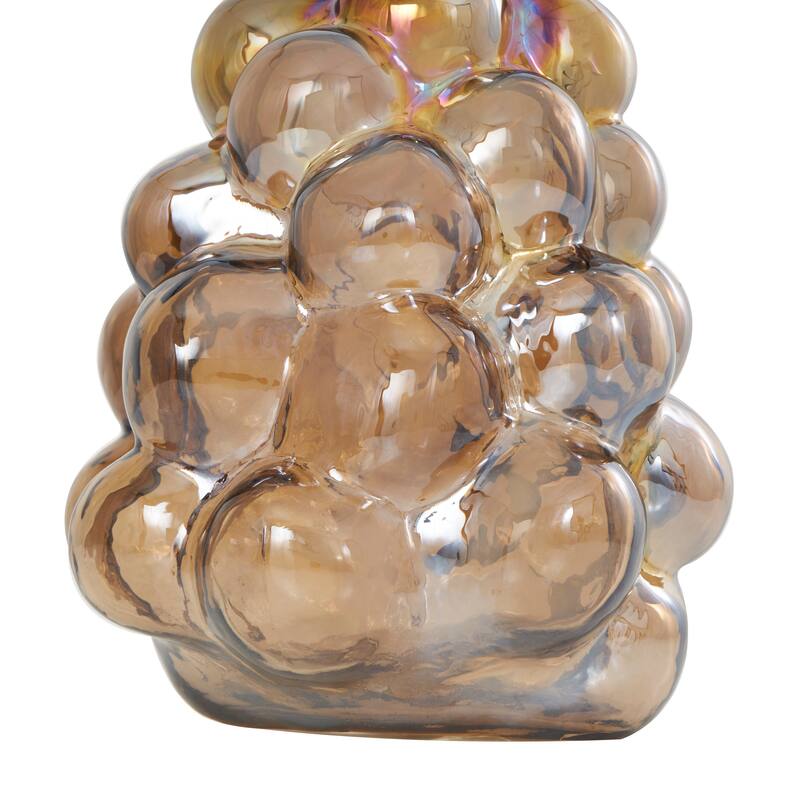 Brown Glass Handmade Abstract Iridescent Bubble Vase
