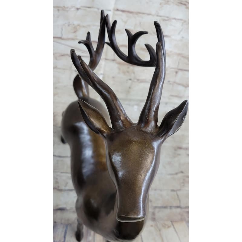 Signed Miguel Lopez Stag Buck Deer Bronze Sculpture Hot Cast Figure Figurine