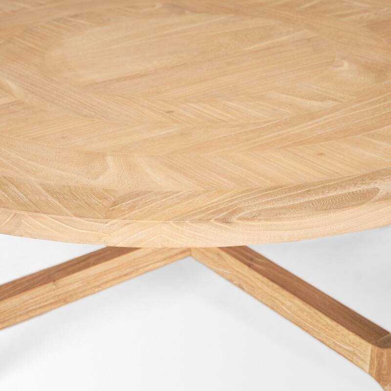HomeRoots 39" Natural and White Solid Wood Round Distressed Coffee Table - 39' X '16.75' X '39