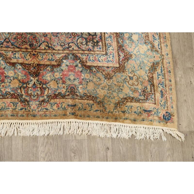 Vegetable Dye Floral Kerman Persian Area Rug Handmade Wool Carpet - 8'9" x 11'5"