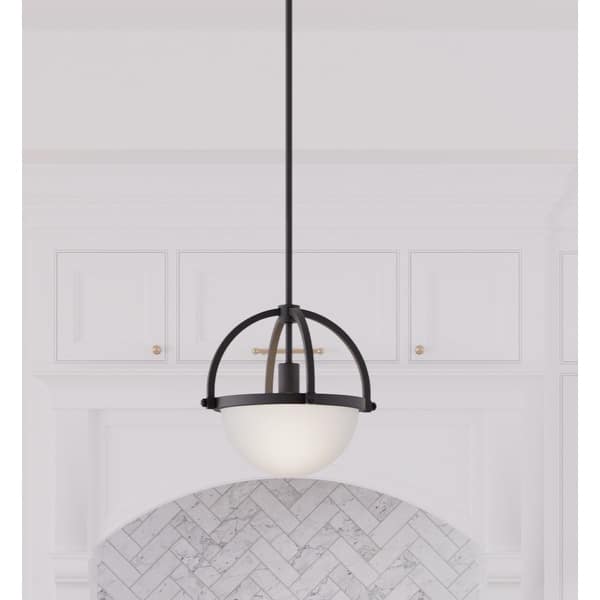 slide 2 of 12, Hunter Wedgefield 1 Light Pendant - Kitchen Island, Dining Room, Bedroom - Contemporary, Transitional Matte Black