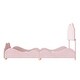 preview thumbnail 5 of 7, Twin Kids Upholstered Platform Bed Velvet Bed Frame w/Cloud Shaped Headboard & Footboard, Wooden Slats Support,Light Pink