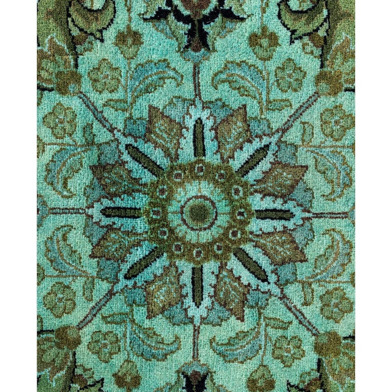 Overdyed One-of-a-Kind Hand-Knotted Area Rug - Green - 9' 1" x 9' 1"