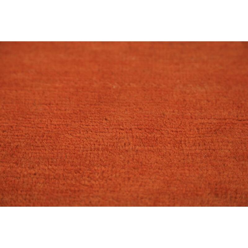 Modern Orange Gabbeh Oriental Area Rug Hand-Knotted Wool Carpet - 6'6" x 9'7"