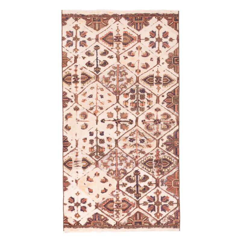 ECARPETGALLERY Hand-knotted Antalya Vintage Cream Wool Rug - 4'11 x 9'4