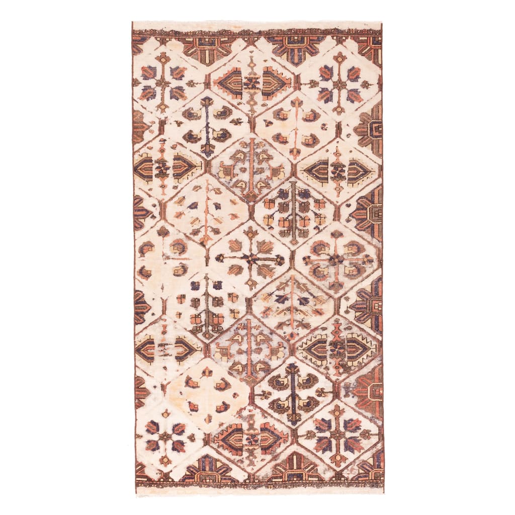 ECARPETGALLERY Hand-knotted Antalya Vintage Cream Wool Rug - 4'11 x 9'4