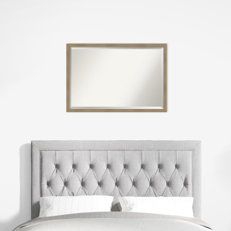 Woodgrain Stripe Beveled Wood Framed Wall Mirror