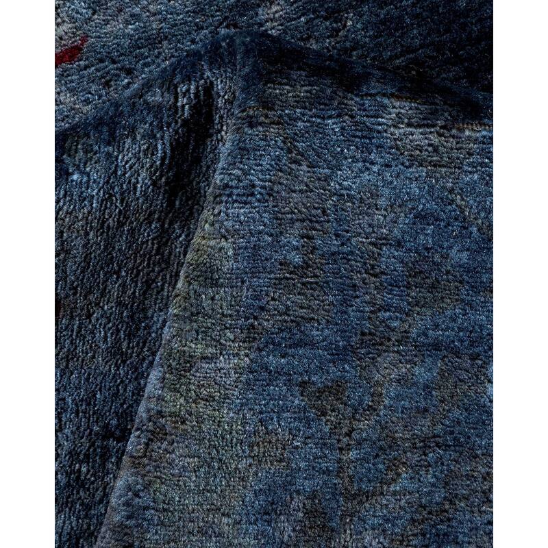 Overton Hand Knotted Wool Vintage Inspired Modern Contemporary Overdyed Blue Area Rug - 4' 9" x 7' 7"