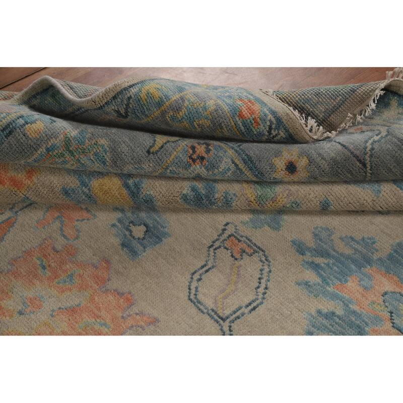 Oushak Indian Area Rug Handmade Beige Wool Carpet - 8'0" x 10'5"