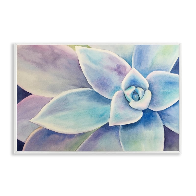 Stupell Cool Toned Succulent Leaves Framed Giclee Art Design By Stephanie Fielden - 24 x 16 - White