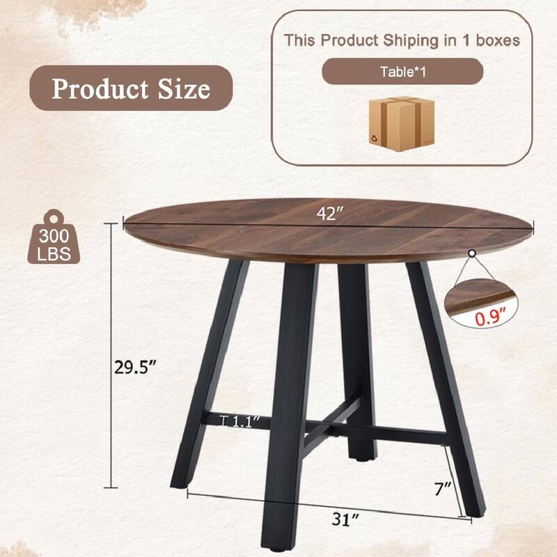 42" Round Dining Table - Metal Legs, Multi-Use