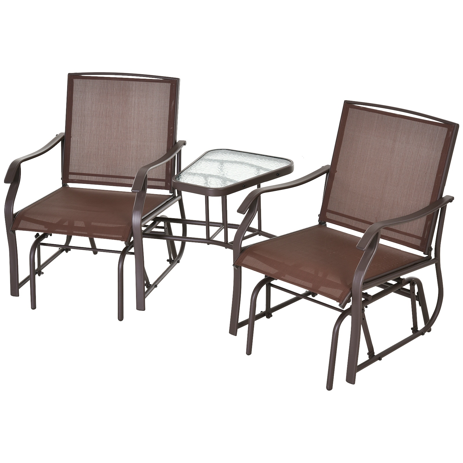 Outsunny 2 person outdoor sling fabric cheap double glider rocker chair with table