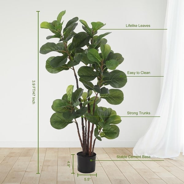 4Ft/5Ft Artificial Fiddle Leaf Fig Tree, Faux Plant for Indoor Outdoor  Office - Bed Bath & Beyond - 42812499