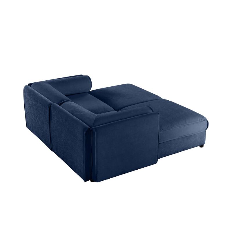 75.5" Chenille Upholstered 2-Seater Sleeper Modular Sectional Sofa with Storage Seat, DIY Combination