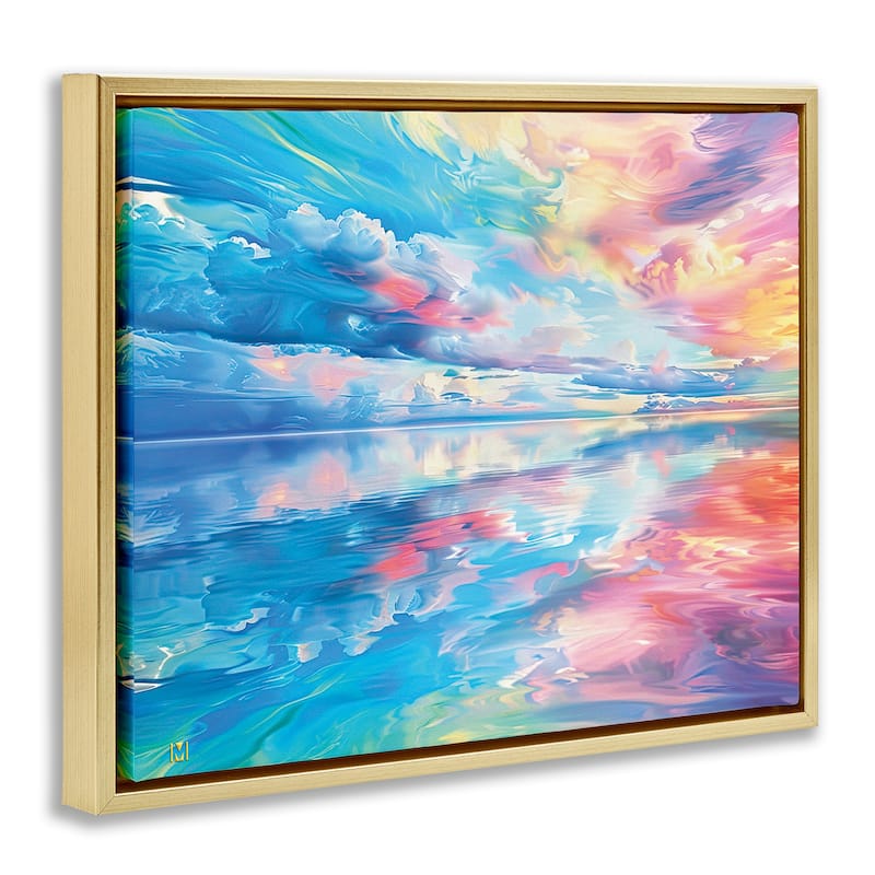 Stupell Prismatic Rainbow Sunset Framed Floater Canvas Wall Art Design By Michael Ward