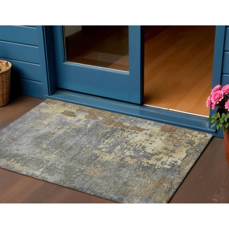 HomeRoots Abstract Transitional Rectangle Outdoor Rug - 3' x 5'