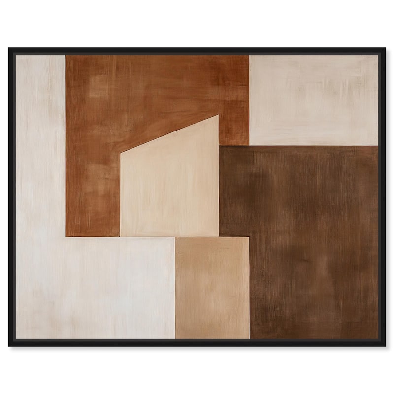 Cream and Brown Panels I Canvas by Art Remedy - Black - 30" x 24"