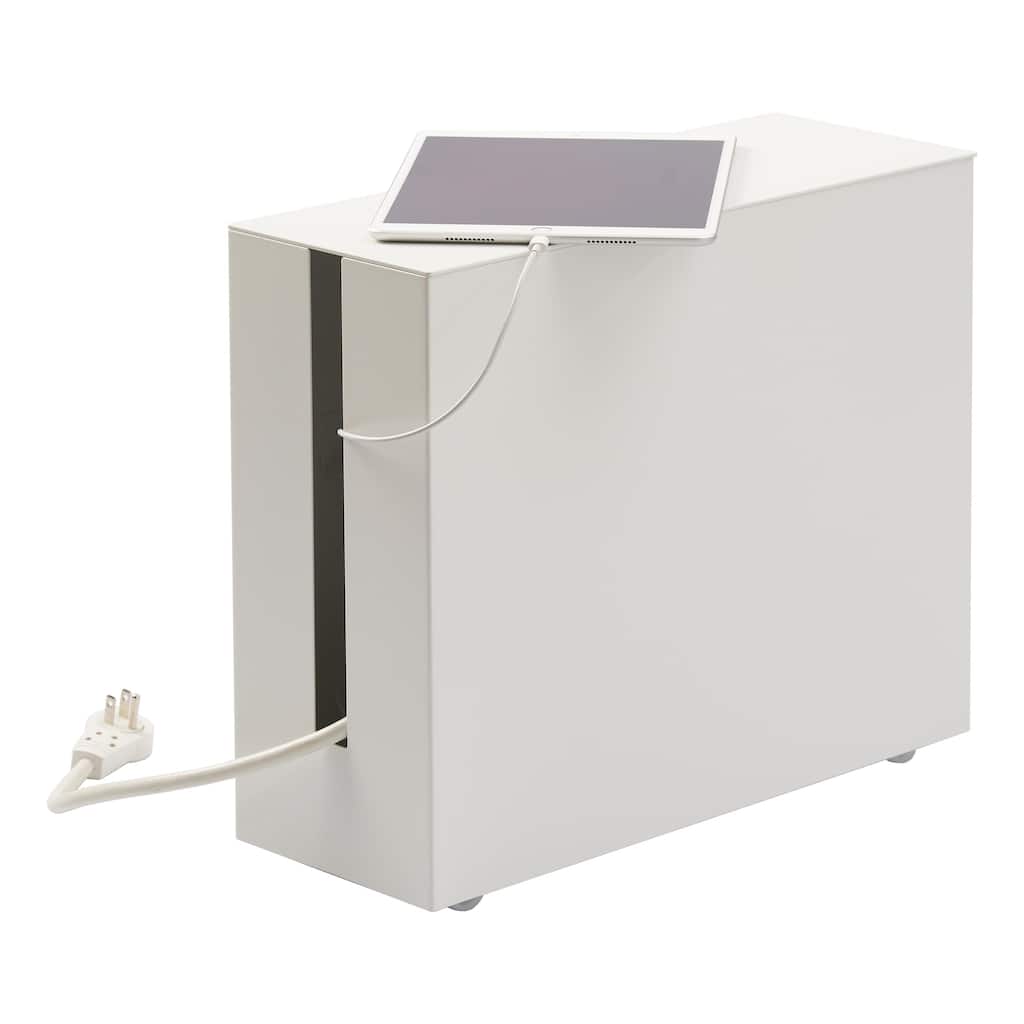 Yamazaki Home Rolling Cable Management Box, Steel, Wheels - L 15.75 x W 5.91 x H 13.58 inches
