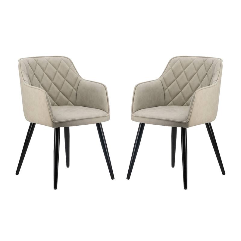 Curved Quilted Back Dining Chairs with Armrests - 31" - Set of 2