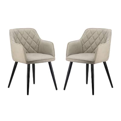 Curved Quilted Back Dining Chairs with Armrests - 31" - Set of 2
