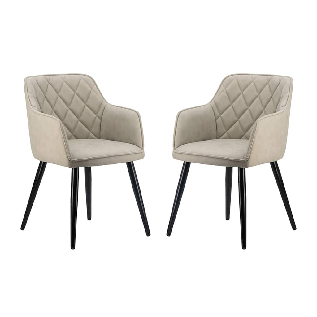 Curved Quilted Back Dining Chairs with Armrests - 31" - Set of 2
