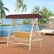 preview thumbnail 19 of 21, MCombo 2-Person Patio Swing Chair, Luxury Outdoor Swing with Wooden Finish Coated Seat, Poolside 4458 - N/A