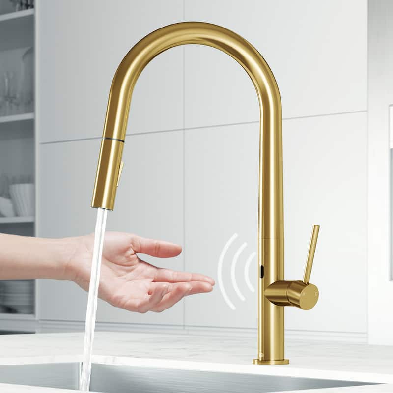 VIGO Greenwich 18" H Single Handle Pull-Down Sprayer Kitchen Faucet with Touchless Sensor