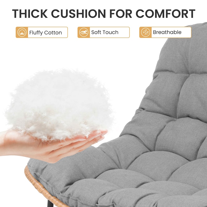 Double Papasan Chair Loveseat with Cushion, All-weather PE Rattan and Metal Frame for Indoor Outdoor