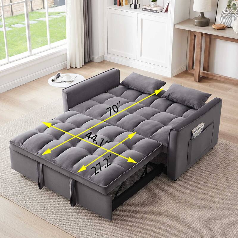 3-in-1 Convertible Modern Velvet Sofa Bed
