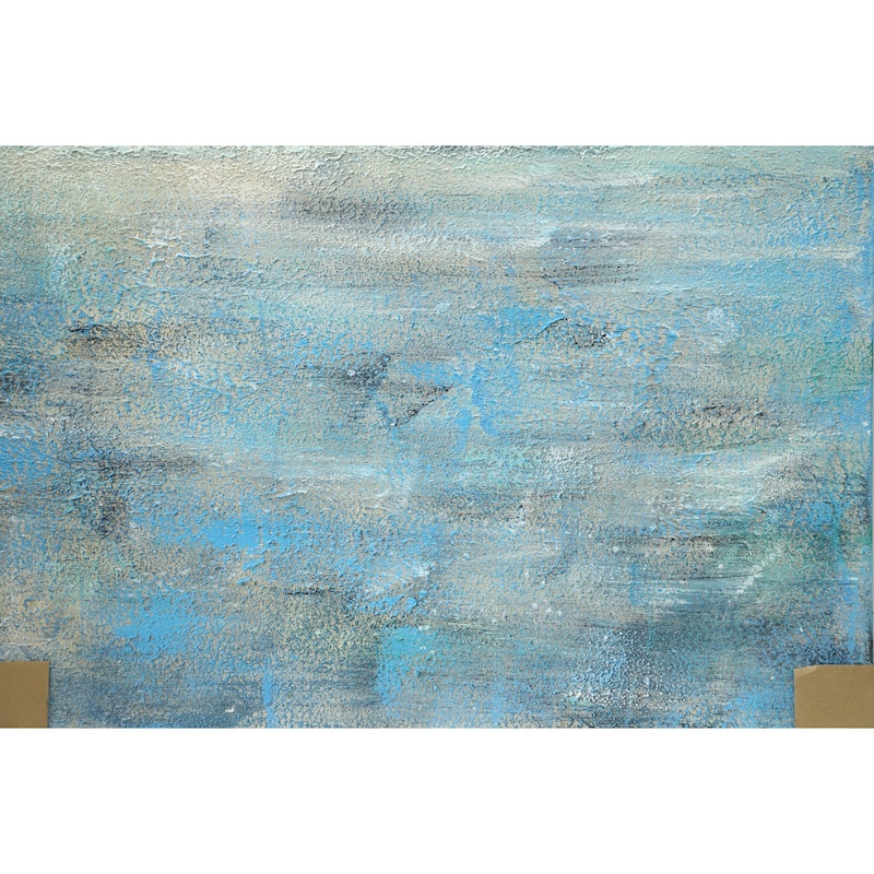 Blue Seabliss Hand Painted Abstract Vertical Canvas Wall Art 47"x31"