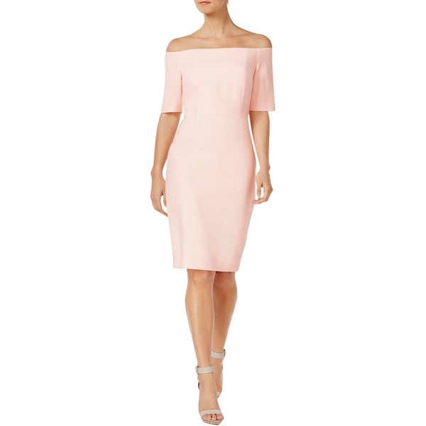 calvin klein off the shoulder crepe dress