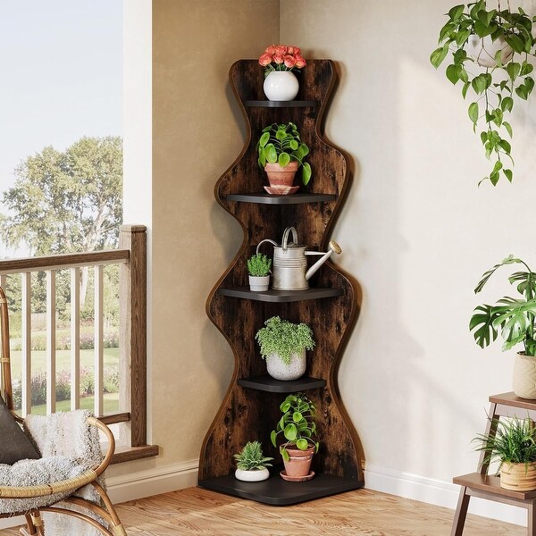 5-Tier Corner Shelf Freestanding Corner Storage Plant Stand for