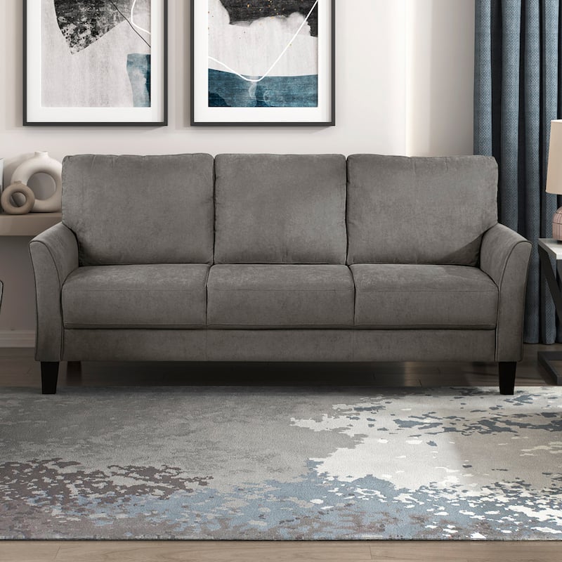 Felix 78.5" Textured Living Room Sofa - Wood Finish Exposed Feet