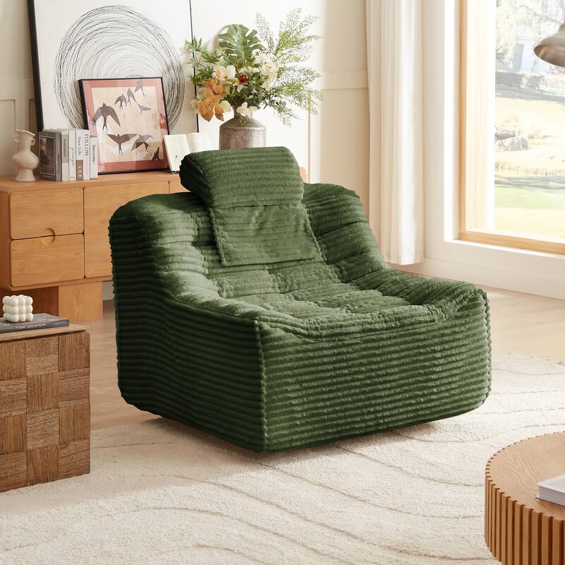 360 Oversize swivel Glider Chair with switchable head pillow and waist pillow , comfortable compression swivel chair - Green
