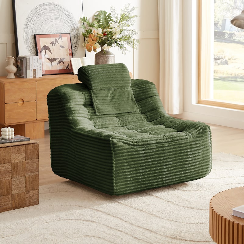 Oversize Swivel Chair Glider Chair with Switchable Head Pillow and Waist Pillow, Soft Plush Lounge Chair Accent Chair