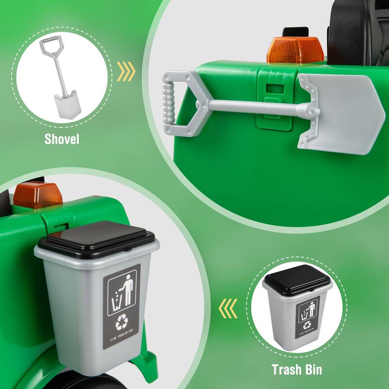 Gymax Ride on Garbage Truck w/ Remote Control Trash Bin Shovel Lights