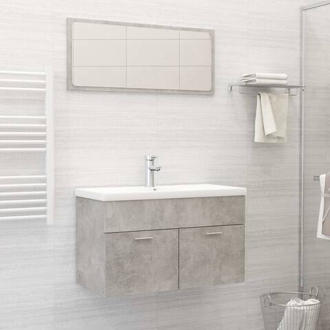 2 Piece Bathroom Furniture Set Concrete Gray Chipboard